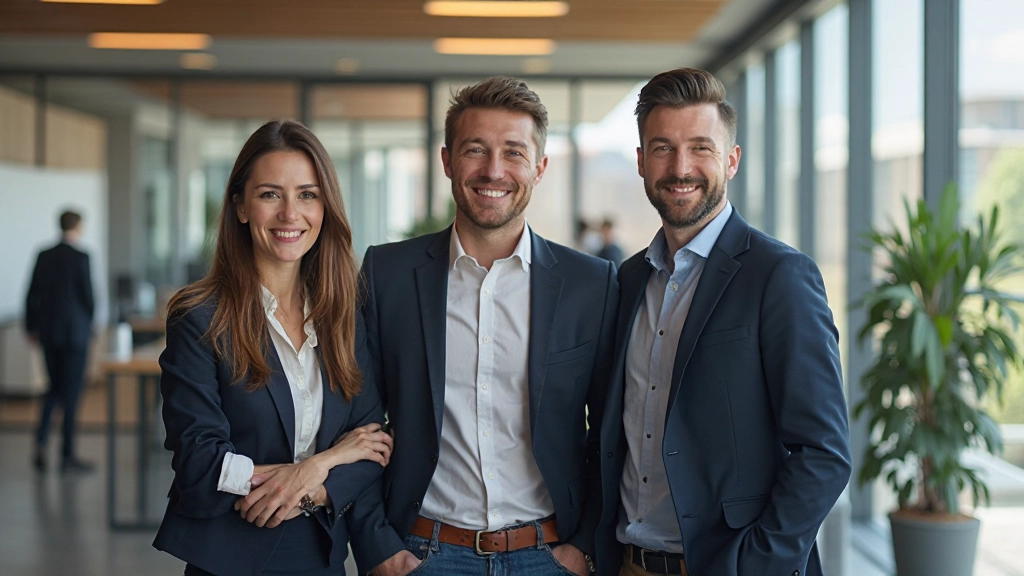 Успешная бизнес-команда в современном офисе Казахстана
